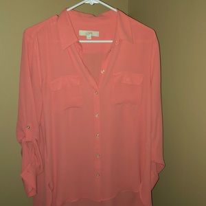 Peach button up